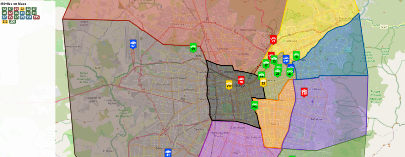 Mapa de cobertura de Radio Taxi ALMINUTO