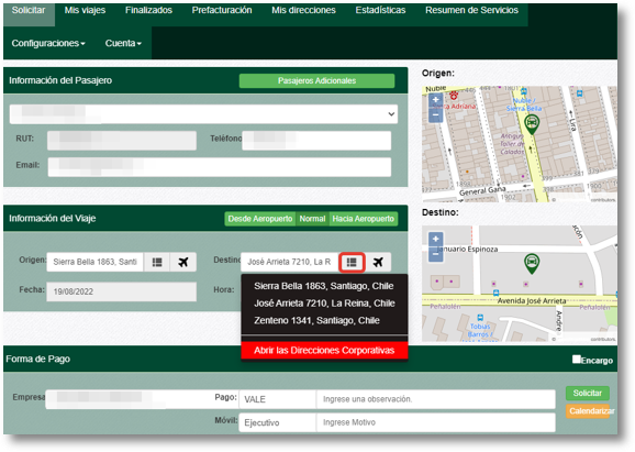 Formulario para solicitar servicios